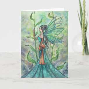Blaue grüne Gartenfee-Kunst von Molly Harrison Karte
