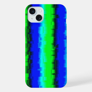 Blaue Grüne Gebrochene Glasstreifen iPhone 15 Plus Hülle