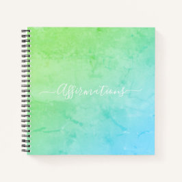 Blaue grüne Gefärbte Krawatte Weiße Typografie Aff Notizbuch