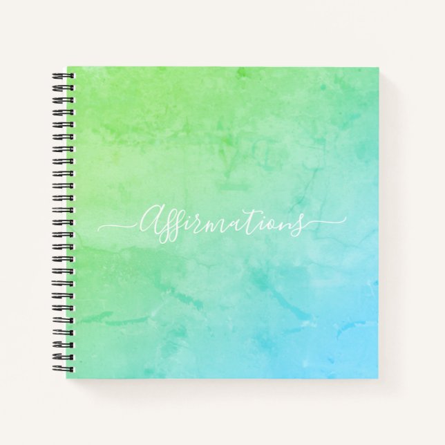 Blaue grüne Gefärbte Krawatte Weiße Typografie Aff Notizbuch (Vorderseite)