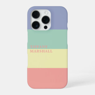 Blaue, Grüne, Gelbe und Korallenrosa Streifenmuste iPhone 16 Pro Hülle