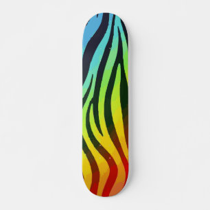 Blaue, Grüne, Gelbe und Orange Farbverlauf-Zebra P Skateboard
