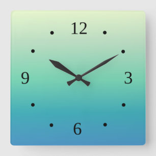 Blaue grüne Gradientminimale Küste Quadratische Wanduhr