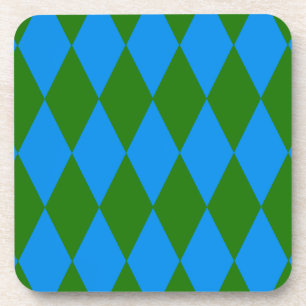Blaue grüne Harlekin-Karo-Design Getränkeuntersetzer