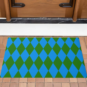 Blaue grüne Harlekin-Karodesign Fußmatte