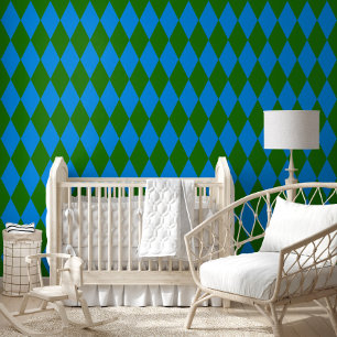 Blaue grüne Harlekin-Karodesign Tapete