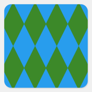 Blaue grüne Harlekin Karomuster Design Quadratischer Aufkleber