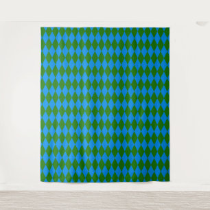 Blaue grüne Harlekin-Karuomuster  Wandteppich