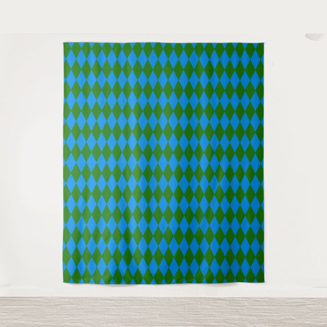 Blaue grüne Harlekin-Karuomuster  Wandteppich (Vorderseite)