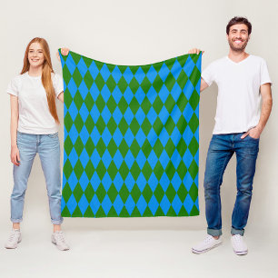 Blaue grüne Harlekin-Karuomusterung Fleecedecke