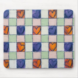 Blaue grüne Herzgingham Mouse-Pad Mousepad