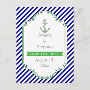 Blaue, grüne Hochzeit im Wassersport Das Datum spe Ankündigungspostkarte