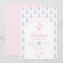 Blaue Grüne Hortensien Rosa Bogen Spalier Einladung