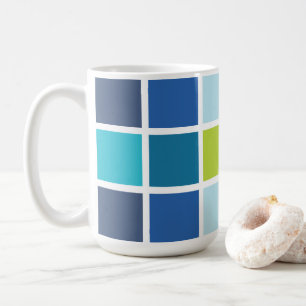 Blaue grüne karierte Quadrate Kaffeetasse