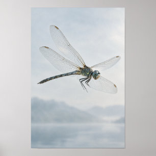 Blaue Grüne Libelle im Flug Minimale Naturwand Poster
