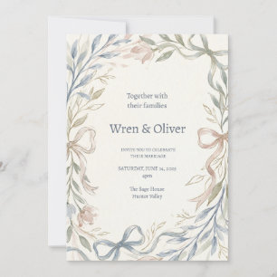 Blaue Grüne Magnolie Hochzeit Einladung