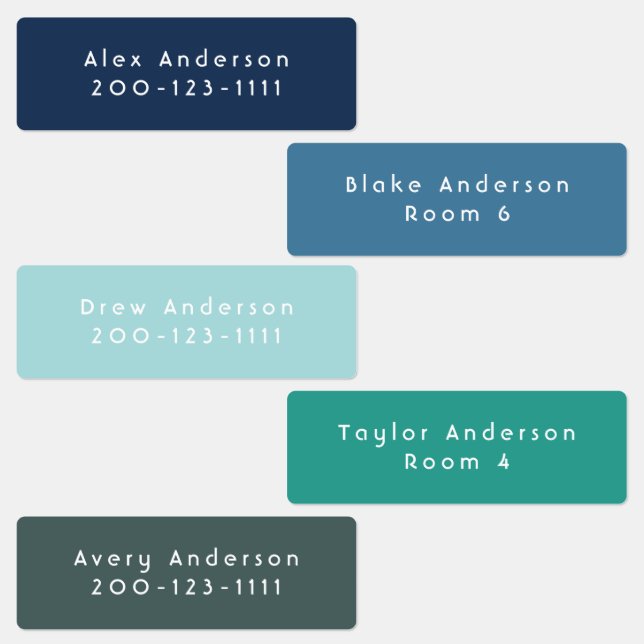 Blaue grüne mittelwasserdichte Adhesive Kid's Labe Etiketten (Gruppe)