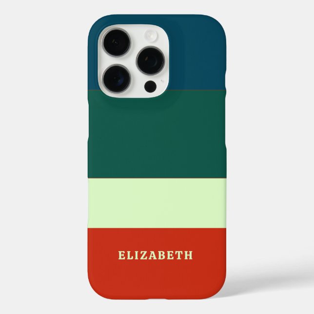 Blaue, grüne Orangenstreifen Muster Personalisiert Case-Mate iPhone Hülle (Rückseite)
