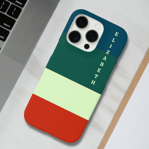 Blaue, grüne Orangenstreifen Muster Personalisiert iPhone 16 Pro Hülle