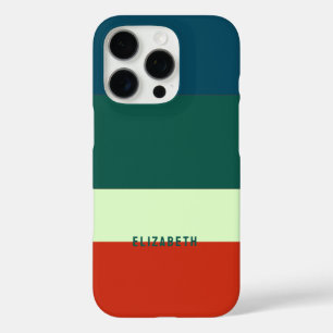 Blaue, grüne Orangenstreifen Muster Personalisiert iPhone 16 Pro Hülle