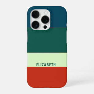 Blaue, grüne Orangenstreifen Muster Personalisiert iPhone 16 Pro Hülle