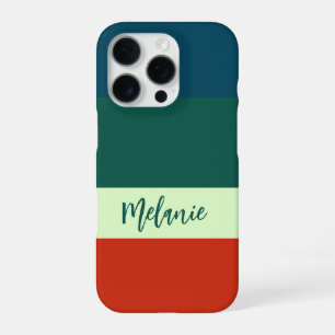 Blaue, grüne Orangenstreifen Muster Personalisiert iPhone 16 Pro Hülle