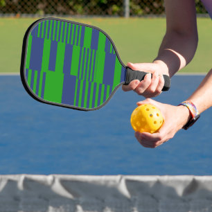 Blaue Grüne Patchwork-Streifen Design Pickleball Schläger