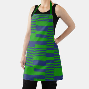 Blaue grüne Patchwork-Streifen-Design Schürze
