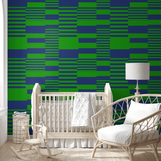 Blaue Grüne Patchwork-Streifen-Design  Tapete (Kinder)