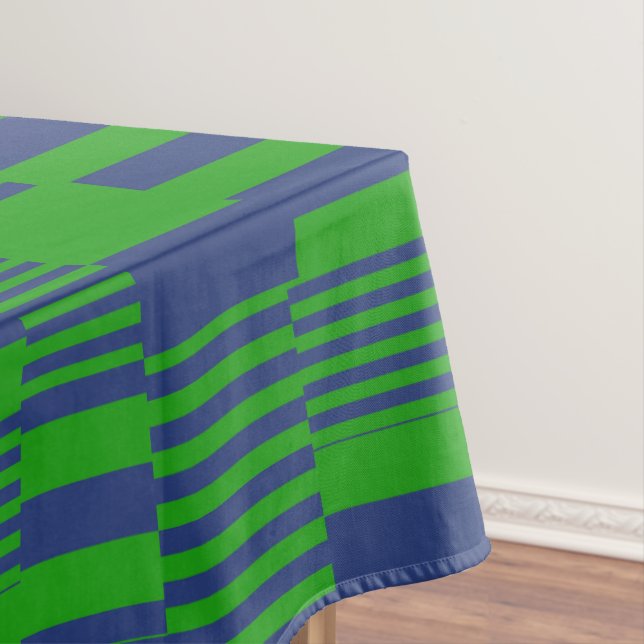 Blaue Grüne Patchwork-Streifen Design  Tischdecke (Beispiel)