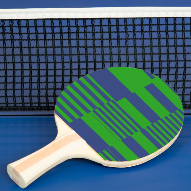 Blaue grüne Patchwork-Streifen-Design  Tischtennis Schläger (InSitu)