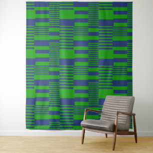 Blaue Grüne Patchwork-Streifen-Design Wandteppich