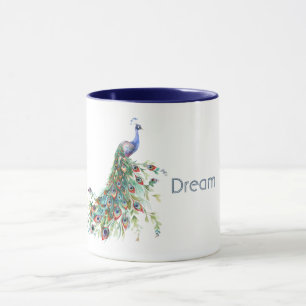 Blaue Grüne Pfauenfedern Tasse