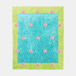 Blaue grüne Punkte Rosengarnelen Fleece Blanket, M
