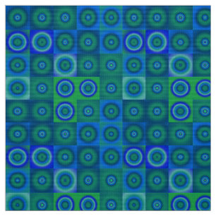 Blaue grüne Punkte und Quadrate Stoff
