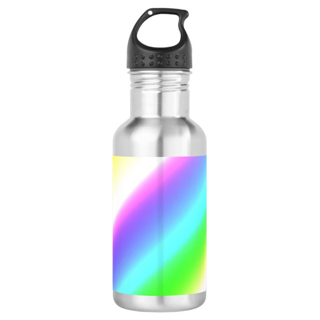 Blaue grüne Regenbogenfarben abstrakte Textur Edelstahlflasche (Vorderseite)
