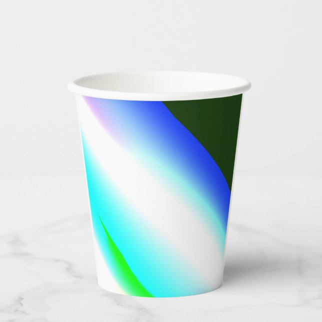Blaue grüne Regenbogenfarben abstrakte Textur Pappbecher (Vorderseite)