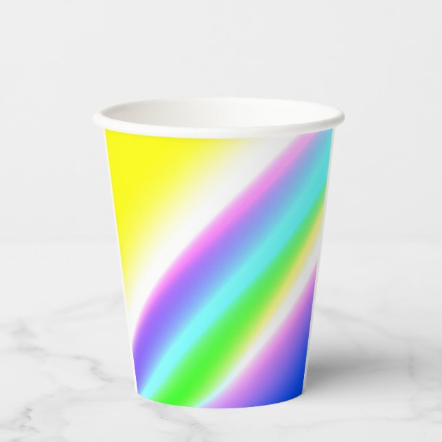 Blaue grüne Regenbogenfarben abstrakte Textur Pappbecher (Vorderseite)