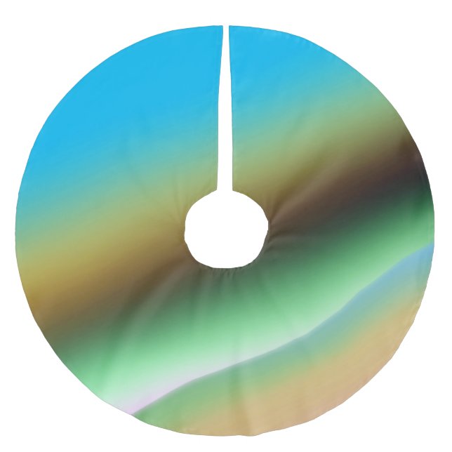 Blaue grüne Regenbogenfarben abstrakte Textur Polyester Weihnachtsbaumdecke (Vorderseite)