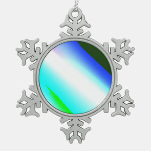 Blaue grüne Regenbogenfarben abstrakte Textur Schneeflocken Zinn-Ornament