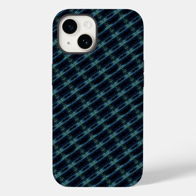 Blaue grüne Regenbogensteine , Artdeco-Muster Case-Mate iPhone Hülle (Rückseite)