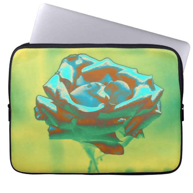 Blaue Grüne Rose Laptopschutzhülle (Vorderseite)