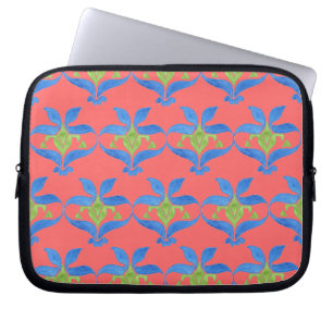 Blaue, grüne, rote Art Nouveau Muster Laptop-Hülle Laptopschutzhülle