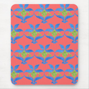 Blaue, grüne, rote Jugendstil-Muster Mousepad
