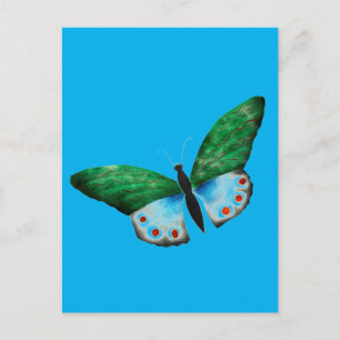 Blaue grüne Schmetterlingsillustration im Vintage- Postkarte