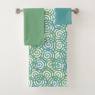 Blaue grüne Spiralen Badetuch Set