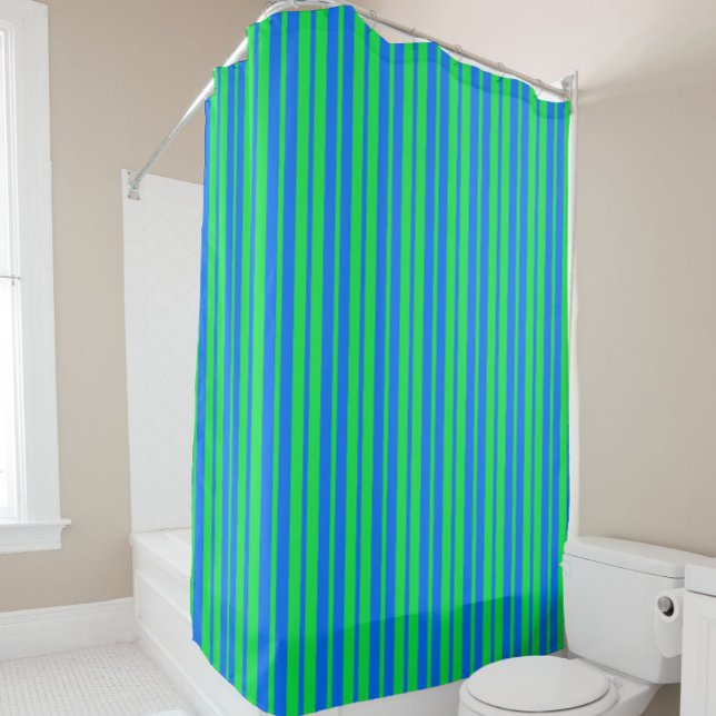 Blaue grüne stilvolle Streifenmuster-Design  Duschvorhang (Von Creator hochgeladen)