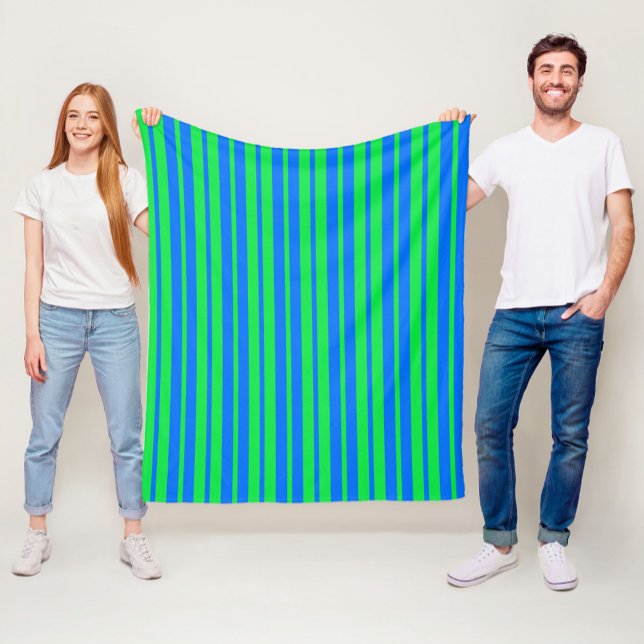 Blaue grüne stilvolle Streifenmuster-Design  Fleecedecke (Von Creator hochgeladen)