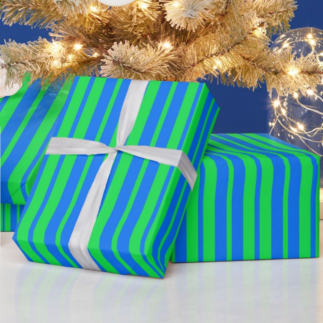 Blaue grüne stilvolle Streifenmuster-Design  Geschenkpapier (Von Creator hochgeladen)