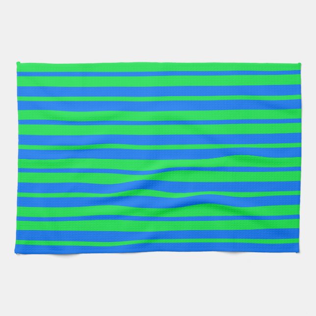 Blaue grüne stilvolle Streifenmuster-Design  Geschirrtuch (Horizontal)